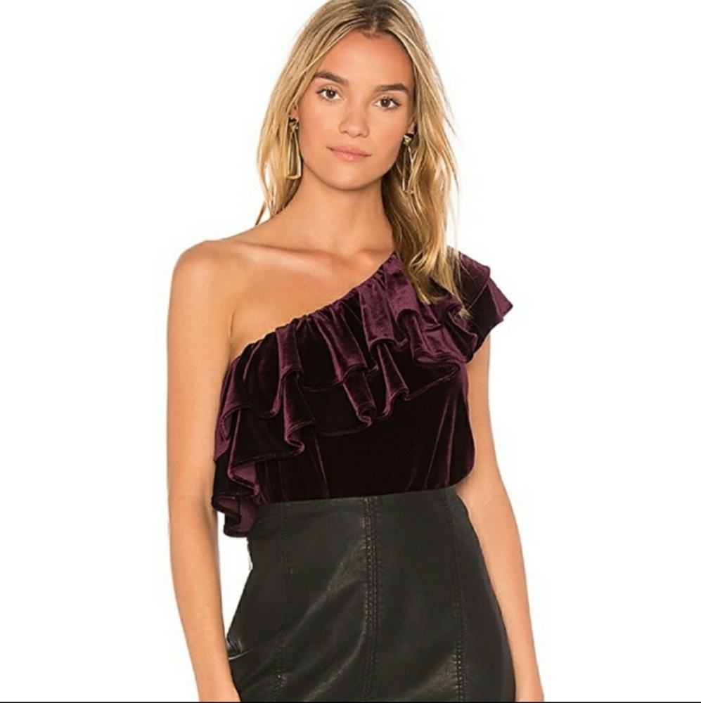 🎉HP🎉NWOT MISA Los Angeles Agus Velvet Ruffle Top